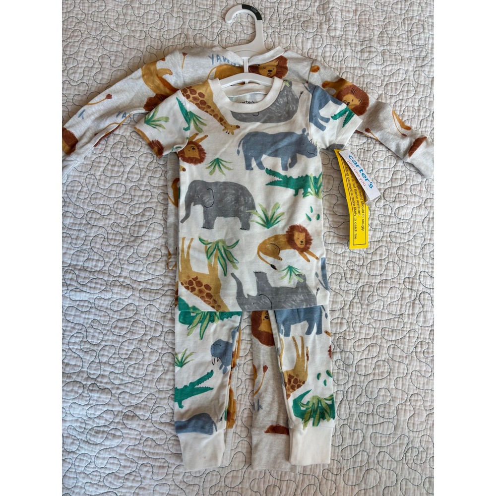 Carters Just One You Kids 18 months 4pc Pajama Set Safari Snug Fit